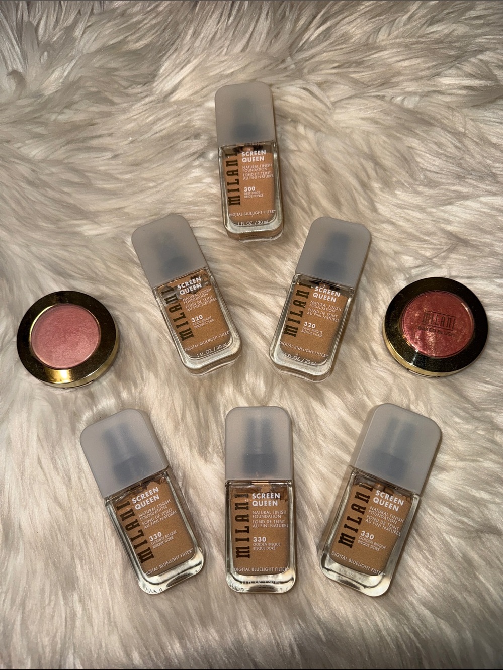 Milani Bundle Screen Queen Liquid Foundations & Blushes in Warm Beige and Rose